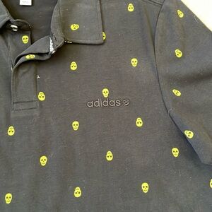 Adidas NEO Men’s Skull Glow in Dark Black Polo Golf Shirt ~ Medium ~ NWT RARE!💀